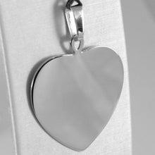 Load image into Gallery viewer, 18k white gold big heart photo &amp; text engraved personalized pendant 30 mm medal.
