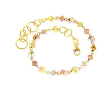 Load image into Gallery viewer, 18k white yellow rose gold bracelet, 19cm 7.5&quot;, cubes 5mm 0.2&quot; row made in Italy
