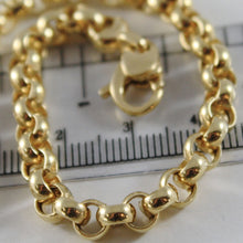 Load image into Gallery viewer, 18k yellow gold bracelet 7.9 in, big round circle rolo link 5.5 mm made in Italy.
