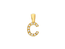 Load image into Gallery viewer, 18K YELLOW GOLD SMALL 10mm 0.4&quot; PENDANT CHARM INITIAL LETTER C &amp; CUBIC ZIRCONIA.
