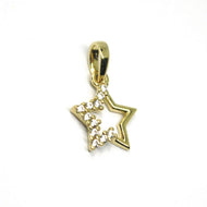 18K YELLOW GOLD MINI STAR PENDANT 10mm DIAMETER, CUBIC ZIRCONIA, SOLID SMOOTH.