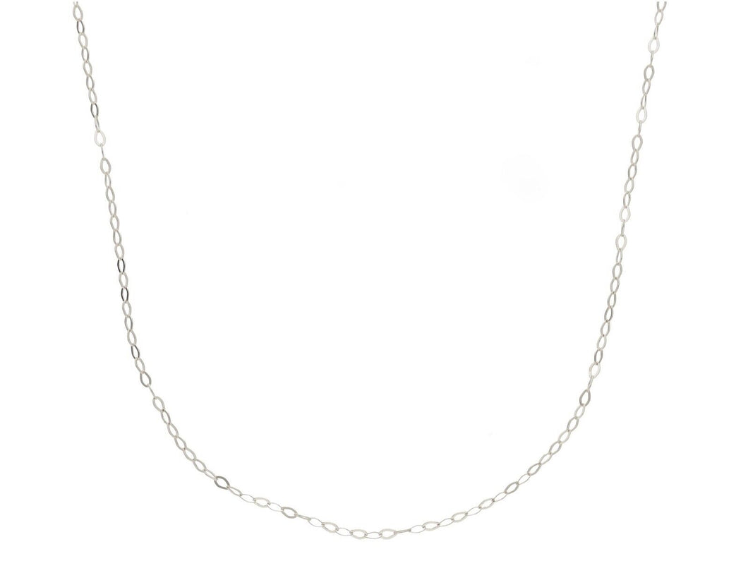 18K WHITE GOLD CHAIN SMALL CABLE 1mm OVAL LINKS LENGTH 16