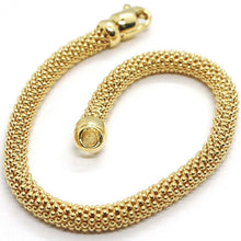 Load image into Gallery viewer, 18k yellow gold bracelet, 18.5 cm, 7.3 inches, basket weave tube, popcorn 5 mm.

