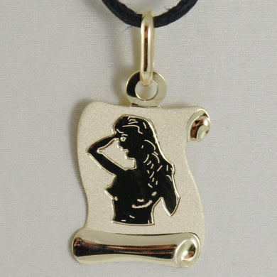18k yellow gold zodiac sign medal, virgo parchment engravable made in Italy.
