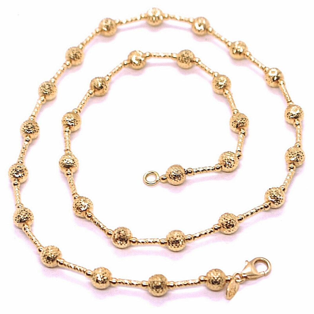 18k rose gold chain finely worked 5 mm ball spheres and tube link, 19.7 inches.