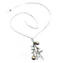 Load image into Gallery viewer, 18k white gold multi wire waterfall aquamarine pendant, drops chain, necklace.
