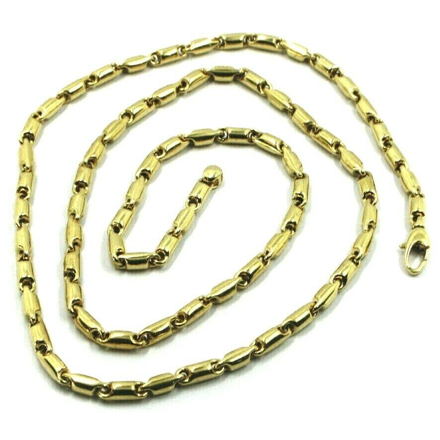 18K YELLOW GOLD CHAIN 3.5mm ALTERNATE ROUNDED TUBE LINK 60cm 24