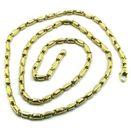 18K YELLOW GOLD CHAIN 3.5mm ALTERNATE ROUNDED TUBE LINK 60cm 24