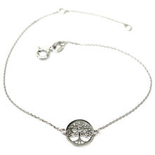 Load image into Gallery viewer, 18K WHITE GOLD BRACELET, MINI TREE OF LIFE CENTRAL DISC 10mm, ITALY MADE.
