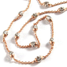 Load image into Gallery viewer, 18k rose &amp; white gold rolo alternate chain necklace 3mm faceted oval balls 18&quot;.
