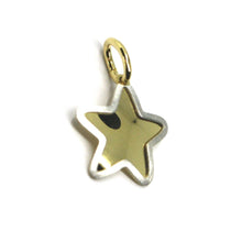Load image into Gallery viewer, 18K YELLOW WHITE GOLD STAR PENDANT 14mm DIAMETER, FLAT SOLID, SMOOTH &amp; SATIN
