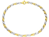 18K YELLOW WHITE GOLD BRACELET 3.5mm ALTERNATE CROSSED SQUARED TUBE LINK 8.3