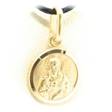 Load image into Gallery viewer, 18K YELLOW GOLD SCAPULAR OUR LADY OF MOUNT CARMEL SACRED HEART MEDAL 13mm CARMEN
