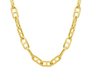 18K YELLOW GOLD CHAIN BIG MARINER ANCHOR OVAL TUBE STRETCHED LINKS 17x8 mm, 18