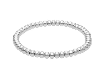 18k white gold elastic bracelet, tubes discs ovals diameter 5mm 0.2