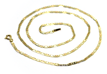 Load image into Gallery viewer, SOLID 18K YELLOW WHITE ROSE GOLD FLAT BRIGHT SATIN OVAL 2.2mm CHAIN NECKLACE 24&quot;.
