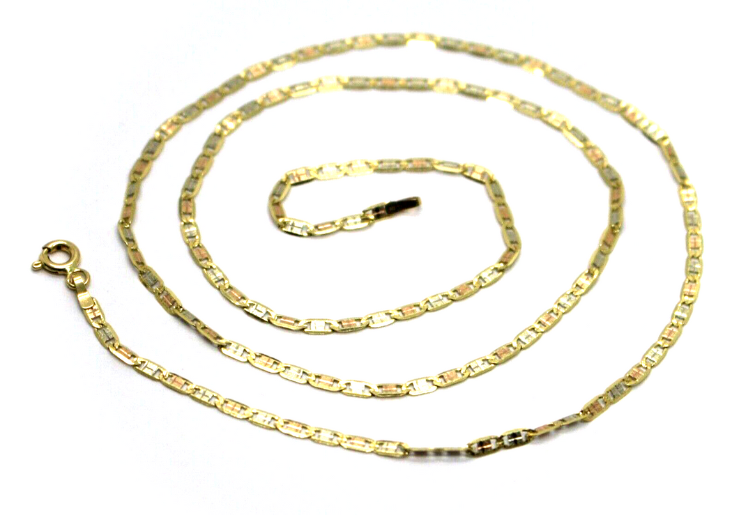 SOLID 18K YELLOW WHITE ROSE GOLD FLAT BRIGHT SATIN OVAL 2.2mm CHAIN NECKLACE 24