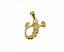 Load image into Gallery viewer, solid 18k yellow gold zodiac sign pendant, zodiacal charm, scorpio made in Italy.

