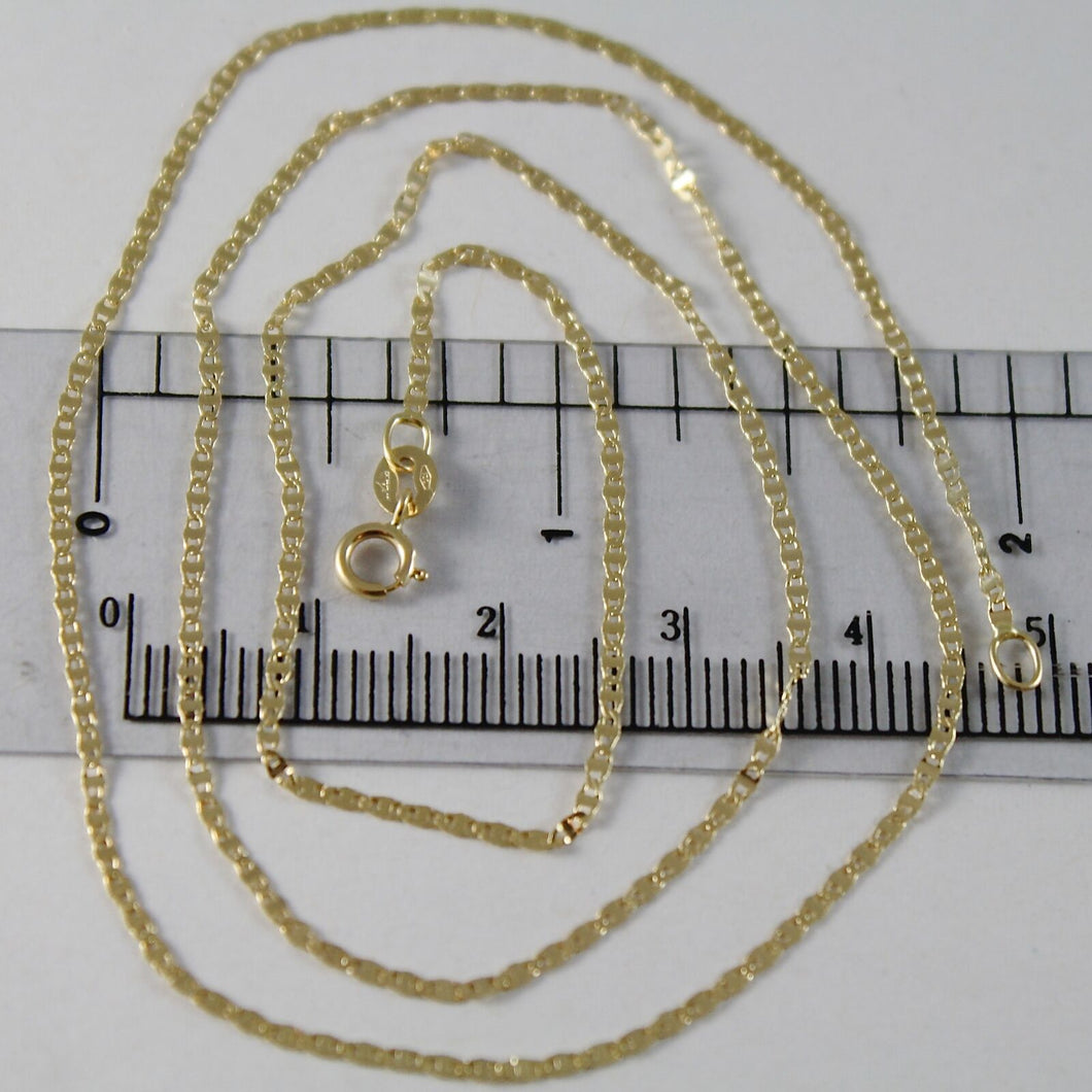 18K YELLOW GOLD CHAIN MINI OVAL FLAT LINK 1 MM WIDTH 17.70 INCHES MADE IN ITALY.