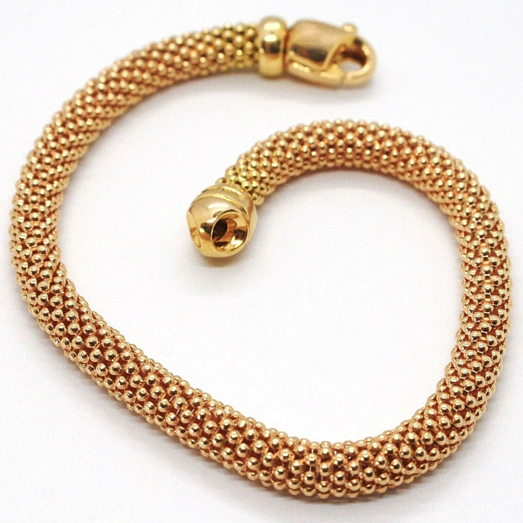 18k rose gold bracelet, 18.5 cm, 7.3 inches, basket weave tube, popcorn 5 mm