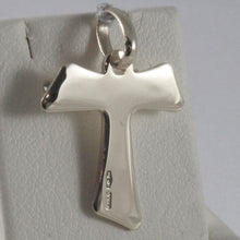 Load image into Gallery viewer, solid 18k white gold cross, Franciscan tau tao, Saint Francis, made in Italy.
