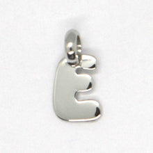 Load image into Gallery viewer, 18k white gold pendant charm initial mini letter E, made in Italy, 0.5 inches
