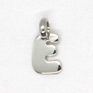 18k white gold pendant charm initial mini letter E, made in Italy, 0.5 inches.