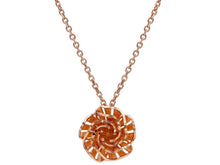 Load image into Gallery viewer, SOLID 18K ROSE GOLD NECKLACE FINELY WORKED FLOWER WITH PETALS 11mm PENDANT.
