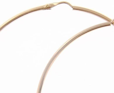 18k rose gold round circle earrings diameter 60 mm width 1.7 mm, made in Italy.