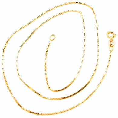 18K YELLOW GOLD CHAIN MINI 0.8 MM VENETIAN SQUARE LINK 15.75 INCH MADE IN ITALY.