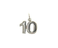 18k white gold number 10 ten small pendant charm, 0.4