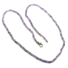 Load image into Gallery viewer, 18K WHITE GOLD NECKLACE 17.3&quot;, 44cm FACETED ROUND 2.5mm AMETHYST, WORKED BALLS
