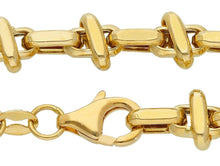 Load image into Gallery viewer, 18K YELLOW GOLD SQUARED ALTERNATE CROSSED OVAL 4X8mm LINK BRACELET, LENGTH 8.3&quot;.
