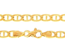 Load image into Gallery viewer, 18k yellow gold chain flat boat mariner oval nautical link big 5mm, 60 cm, 24&quot;.
