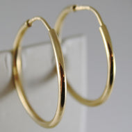 18K YELLOW GOLD EARRINGS CIRCLE HOOP 30 MM 1.18 INCHES DIAMETER MADE IN ITALY.