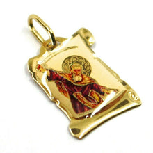 Load image into Gallery viewer, SOLID 18K YELLOW GOLD MEDAL, 17x12 mm, SAINT ELIA ELIAS, ENAMEL, PARCHMENT.
