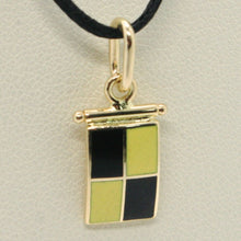 Load image into Gallery viewer, 18k yellow gold nautical glazed flag letter l pendant charm medal enamel Italy.
