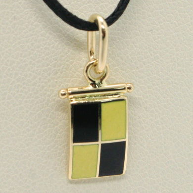 18k yellow gold nautical glazed flag letter l pendant charm medal enamel Italy.