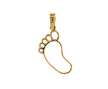 Load image into Gallery viewer, SOLID 18K YELLOW GOLD SMALL 17mm 0.67&quot; FOOTPRINT PENDANT, FOOT CHARM, ITALY MADE
