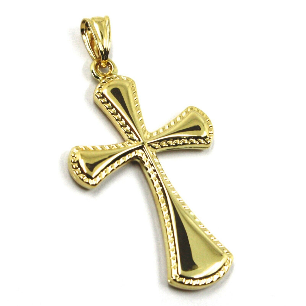 18K YELLOW GOLD CROSS, ROUNDED WITH FRAME 36mm, 1.42 inches, MADE IN ITALY
