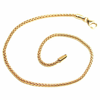 18k yellow gold bracelet basket round tube popcorn link 1.8 mm width, 19cm.