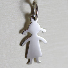 Load image into Gallery viewer, 18k white gold girl pendant, baby, length 091 inches, engravable, made in Italy
