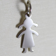 18k white gold girl pendant, baby, length 091 inches, engravable, made in Italy.