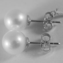 Load image into Gallery viewer, SOLID 18K WHITE GOLD EARRINGS WITH PEARL PEARLS 9 MM, MADE IN ITALY
