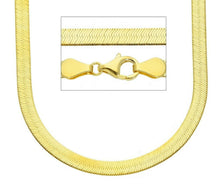 Load image into Gallery viewer, 18K YELLOW GOLD CHAIN FLAT 4mm BOX SNAKE FISHBONE, 18&quot;, 45cm, HERRINGBONE.
