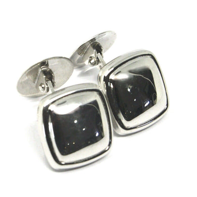 18k white gold cufflinks, rounded square button, made in Italy.