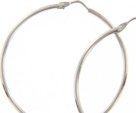 18k white gold round circle earrings diameter 35 mm width 1.7 mm, made in Italy.