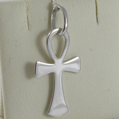 SOLID 18K WHITE GOLD, ANKH CROSS OF LIFE PENDANT, LENGTH 1,1 IN MADE IN ITALY.