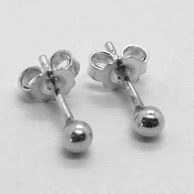 18k white gold earrings with mini ball balls spheres sphere 3 mm made in Italy.