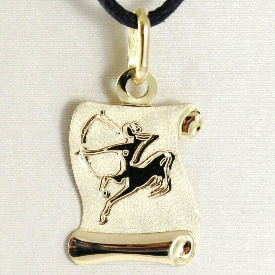 18k yellow gold zodiac sign medal sagittarius parchment engravable made in Italy.